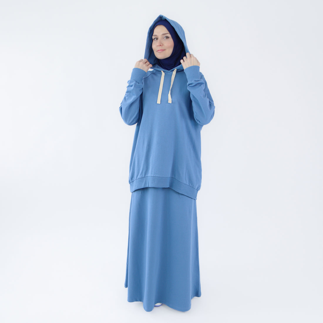 Костюм с юбкой в стиле спортивный хиджаб - "Blue Cloud"