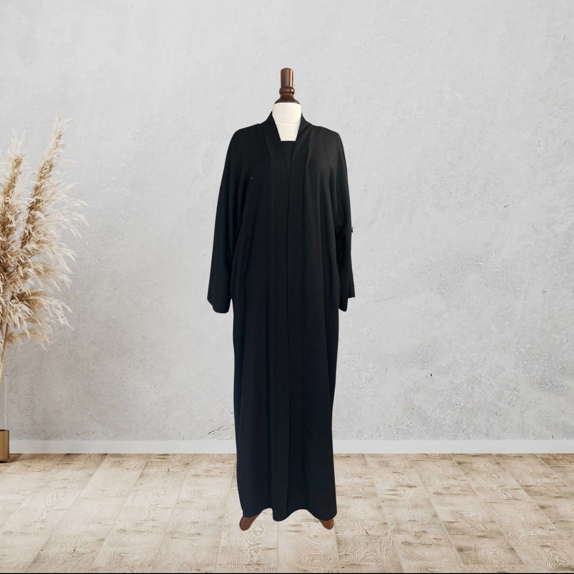 Two-Piece Set: Abaya-Kimono and Sleeveless Dress "Black Aila" 2